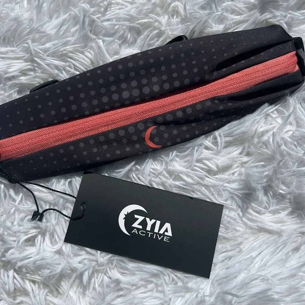 ZYIA Active Strobe Black Sprint and Neon Coral Pink Running Belt NEW